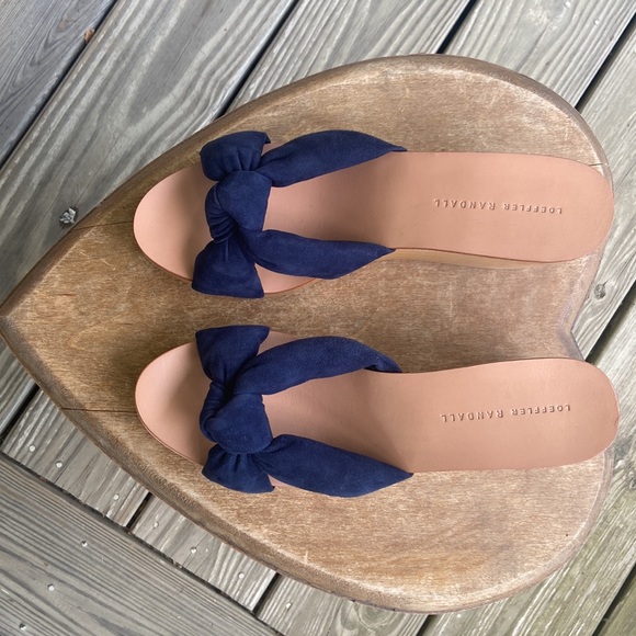 NWOT Loeffler Randall Taylor Wedge Mule Sandal Navy Suede Women's Size 8.5 - 9 - Picture 4 of 15